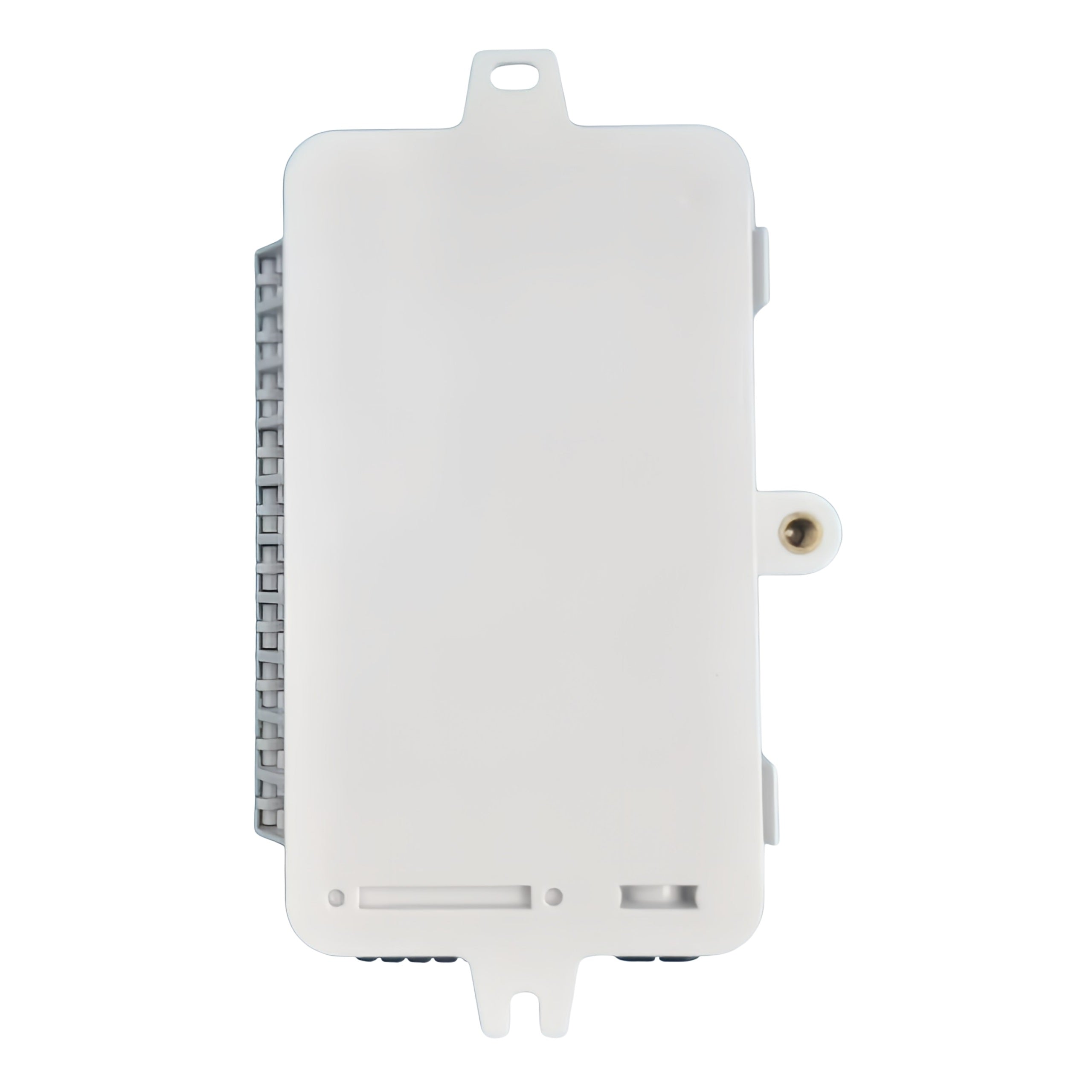 back of the 12 ports optical fiber distribution box with 6 outlets loade d 2 sc/apc duplex adapters
