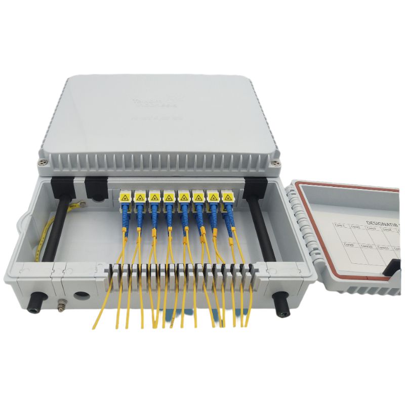 2 pcs 1x8 splitter distribution box loaded with 16 pigtail