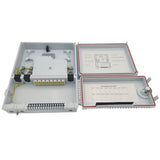 3 in 16 out outdoor fiber optic termination box with 2 1:8 cassette splitter